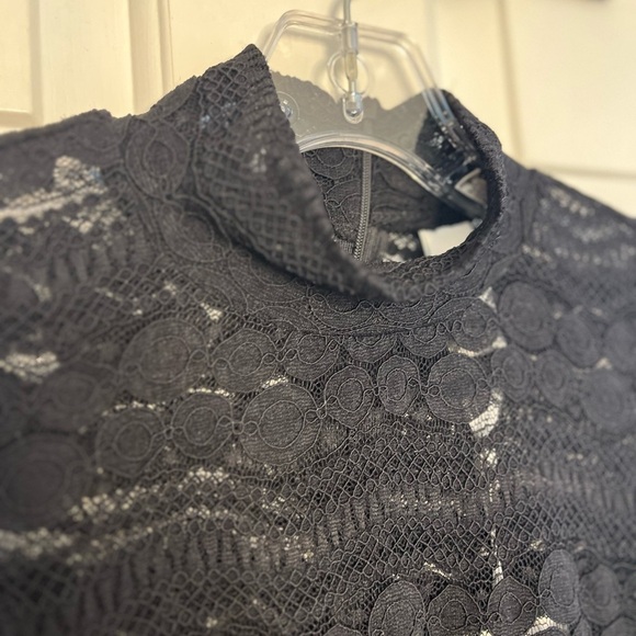 NWT Yas Pinna Long Sleeve High Neck Semi-sheer Lace Top S Black - Picture 7 of 16